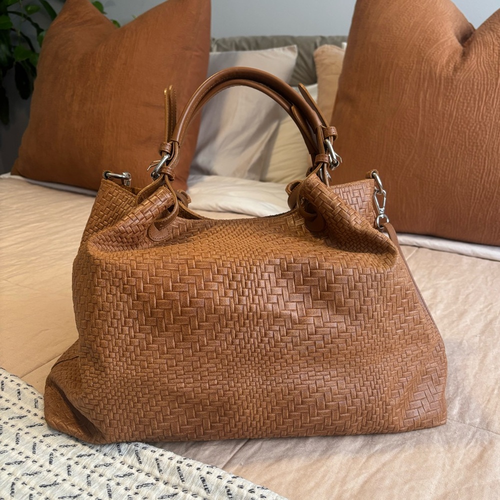 Genuine Leather Handbag | Valentina Fiore | Made in Italy | Brown
